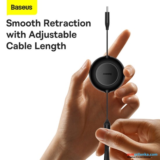 Baseus Bright Mirror 2 Type-C to M+L+C Series Retractable 3-in-1 Fast Charging Data Cable 100W 1.1m Black